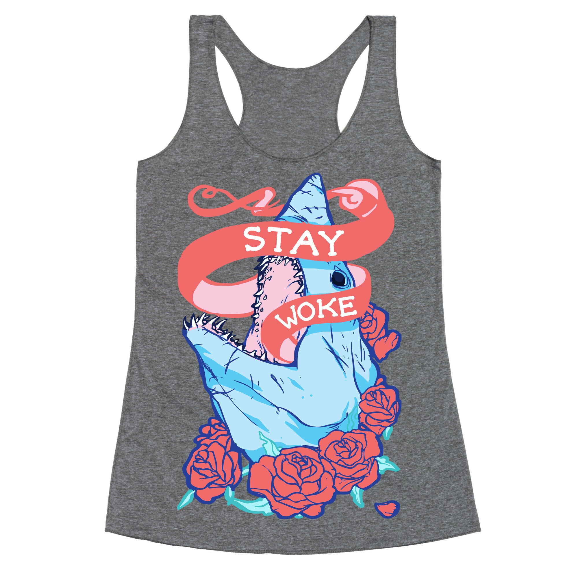 Stay Woke Shark Racerback Tank